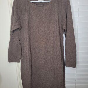 Garnet Hill Brown Cashmere Blend Long Sleeve Tunic Dress Sweater S COZY Wool